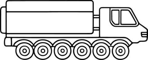 Tank truck outline drawing for educational or transport themed coloring book activities vector