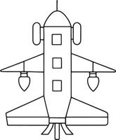 Futuristic spaceship for kids outlined in black and white for coloring or design activities vector