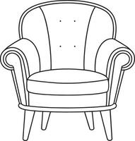 Cozy accent chair drawing with cushion details in clean black and white for home design ideas vector