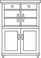Bar cabinet outline with doors and drawers ideal for vintage furniture sketches or decor themes vector