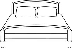 Double bed outline with pillows in clean drawing style for modern home furnishing illustration vector