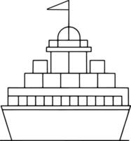 Cruise ship with flag in simple line art drawing for kids learning and design projects vector