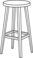 Minimal barstool sketch in line art depicting a traditional design for home or restaurant use vector