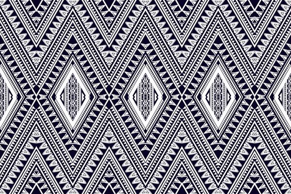 Seamless tribal geometric pattern in black and white. Intricate symmetrical design with ethnic, Aztec-inspired diamond shapes, arrows, and decorative lines, ideal for textiles, wallpapers
