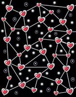 Constellation of Red Hearts on Black Background vector
