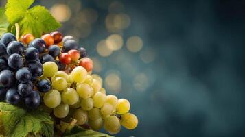 Fresh green and purple grapes photo