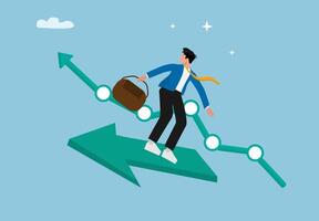 Businessman Pulling Up Growing Arrow with Rope vector