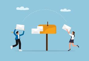 Business Team Sending Emails to Mailbox vector