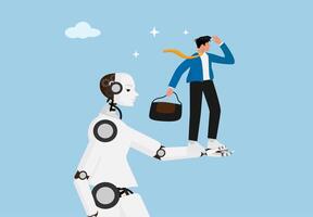 Artificial Intelligence Supporting Businessman for Future Success Innovation Concept Illustration vector