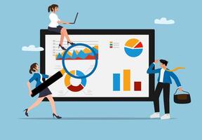 Business team analyzing data visually vector