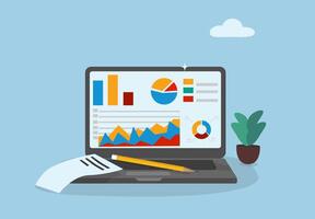 how to use a laptop for business vector