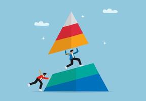 Two Businessmen Collaborating to Lift Growth Chart. vector