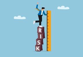 businessman climbing on a ladder to reach the word risk vector