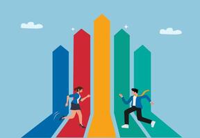 Business Team Running and Jumping Towards vector