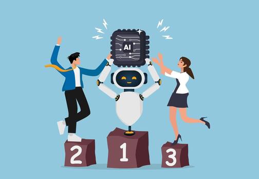 Artificial Intelligence Robot Wins First Place in Business Competition Beating Humans vector