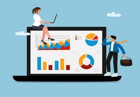 Business analytics illustration with laptop vector