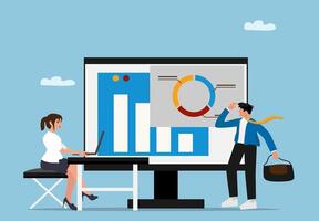 Business analytics collaboration in an office vector