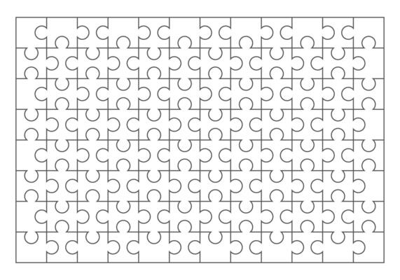 Jigsaw Puzzle Pieces Illustration, Line Style Design