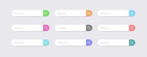 Search Bar Colorful Button Icons Collection. Web Element Set Illustration vector