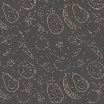 sin costura modelo con frutas y vegetales en un gris antecedentes vector