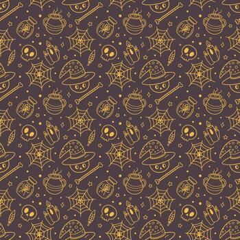 Halloween seamless pattern with spider web, witch hat, spider web, spider web, spider web vector