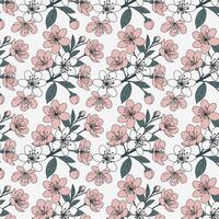 A floral pattern with pink and green leaves vector