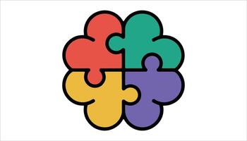 Abstract Puzzle Brain Concept Illustration Colorful Design vector