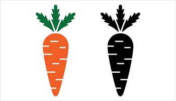 Carrot Icon with Green Leaves Flat Design vector