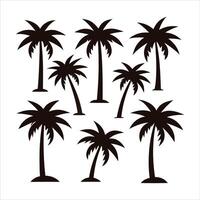 Art of palm trees silhouette collection isolated on white background vector