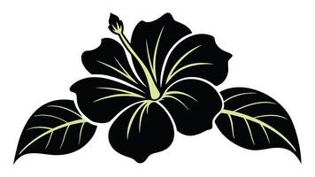 a black and green hibiscus flower on a white background vector