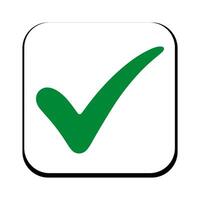 A green tick mark on a white background vector