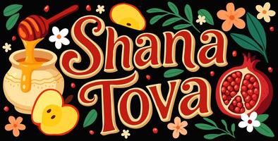 Shana Tova. Rosh Hashanah. Jewish New Year. Colorful poster vector