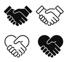 Handshake icons set. Business agreement handshake symbol set. Shaking hands logo. Friendly handshake line and flat style - stock . vector