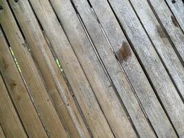 Weathered wooden planks create a rustic with aged texture and diagonal lines. photo