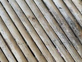 A close up of a wooden bench with some wood photo