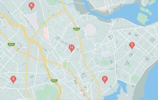 Deep city map, urban detailed map, illustration of city map with beach port vector