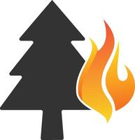 Tree with fire black and gradient orange color with white background vector