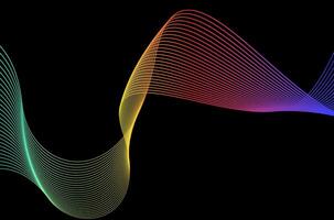 Minimal Abstract mountain peak line stripes swirl colourful on black background. Luxury, bright and modern concept with copy space. vector