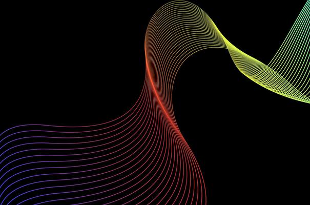 Minimal Abstract line stripes swirl colourful and black background. Luxury, bright and modern concept with space.