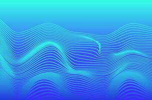 Dynamic line Blue neon wave stripes technology abstract background. Futuristic design with motion and depth effect and copy space. vector