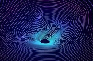 Tunnel 3d line wormhole abstract background. Big data hole sound wave effect distorted, future technology concept with space. vector
