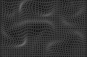 Distorted chain link ed effect black and white abstract background. Metal fence dent effect. vector