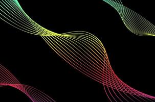 Minimal Abstract line stripes swirl colourful over black background. Luxury, bright and modern concept with copy space. vector