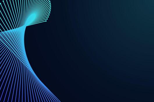 Futuristic flow fiber line data across tech gradient neon color. Technonoly spiral lines pattern abstract background with copy space. vector