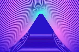 Triangle concentric line ripple pattern tech abstract background with neon vibrant colours. Technology, science and futuristic background with copy space. vector