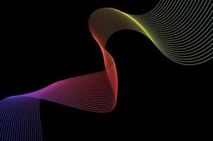 Minimal Abstract line stripes swirl colourful over black background. Luxury, bright and modern concept with space. vector