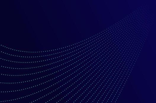 Data flow line dot abstract background with neon color on navy blue background. Futuristic highspeed technology effect with copy space. vector