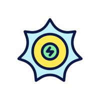 Icon Flat Outline sun energy. Free energy, ecology, renewable, green energy and solar power plant concept. Colourful and Line color icon. vector