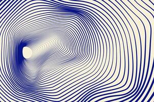 Minimalist circle line distortion, wavy, mesh abstract background. Tunnel, sound wave effect 3d blue retro design concept. vector