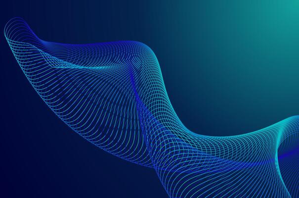 Futuristic Abstract line stripes linear blue neon on gradient background. Tech, minimalist and modern concept with copy space.
